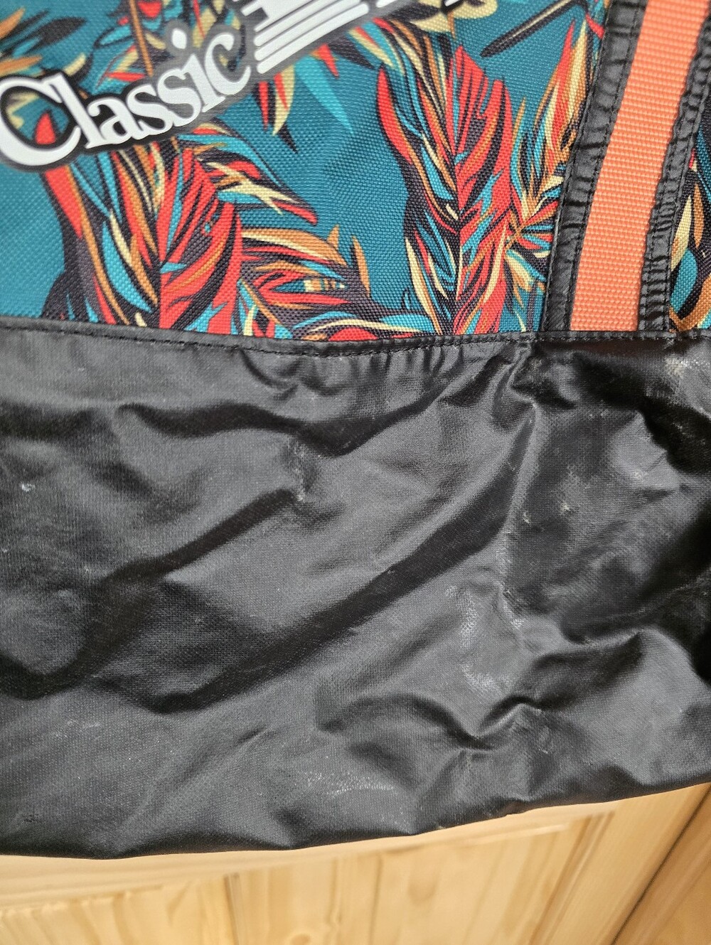 Teal Tropical Tote Bag with Coral Straps - Picture 7 of 14